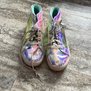 Size 6 colorful metallic shoes